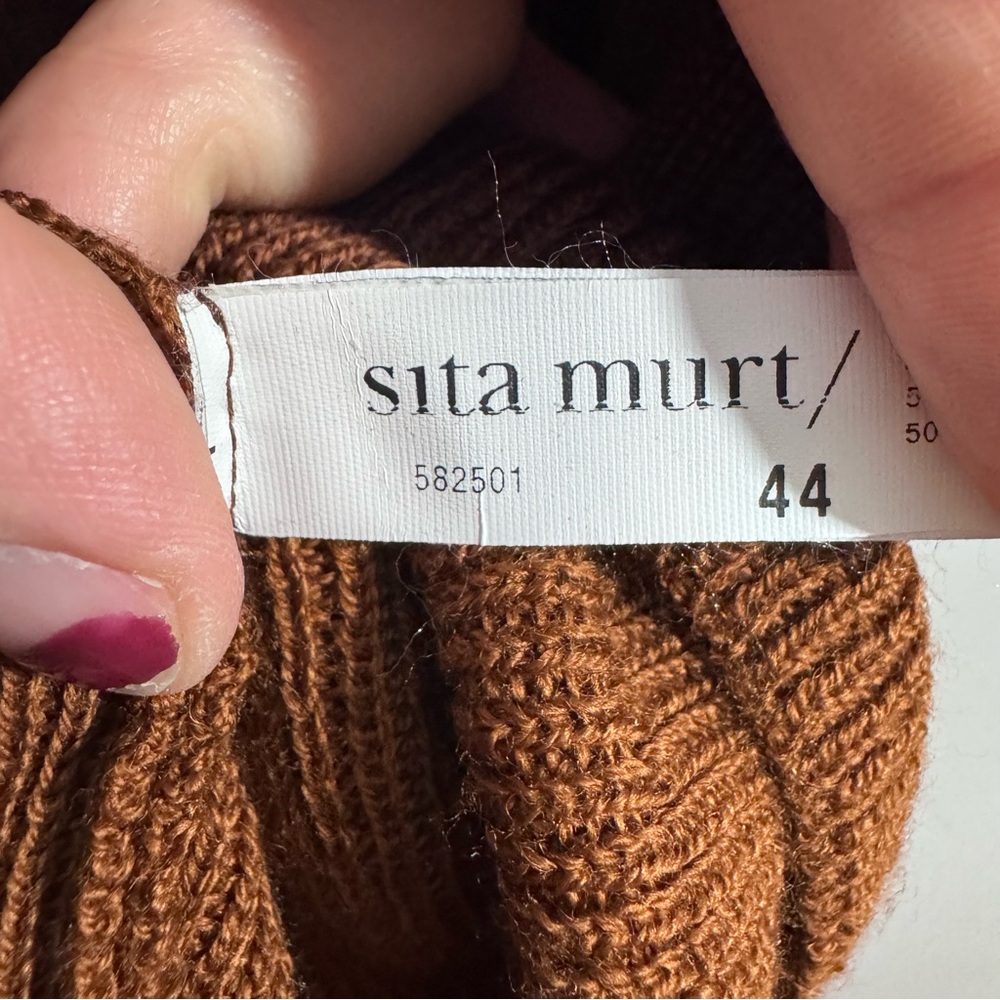 Sita Murt Merino Wool Cowl Neck Sweater Brown Minimalist EU 44 L - Picture 4 of 7